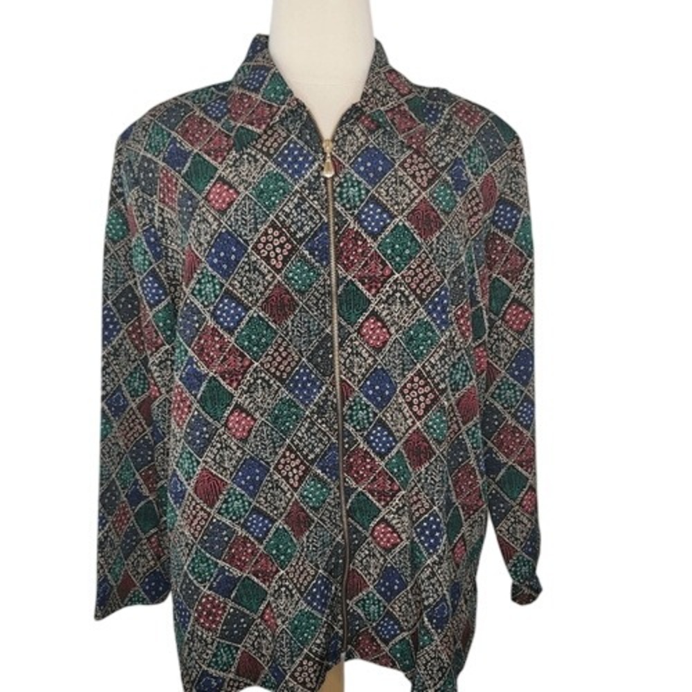 Silver Threads‎ Multi Color Full Front Zipper Blouse